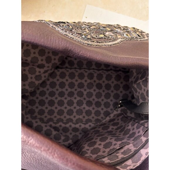 Brighton Handbag Hobo Soft Leather Beaded Bag NWOT Amethyst - Picture 11 of 16